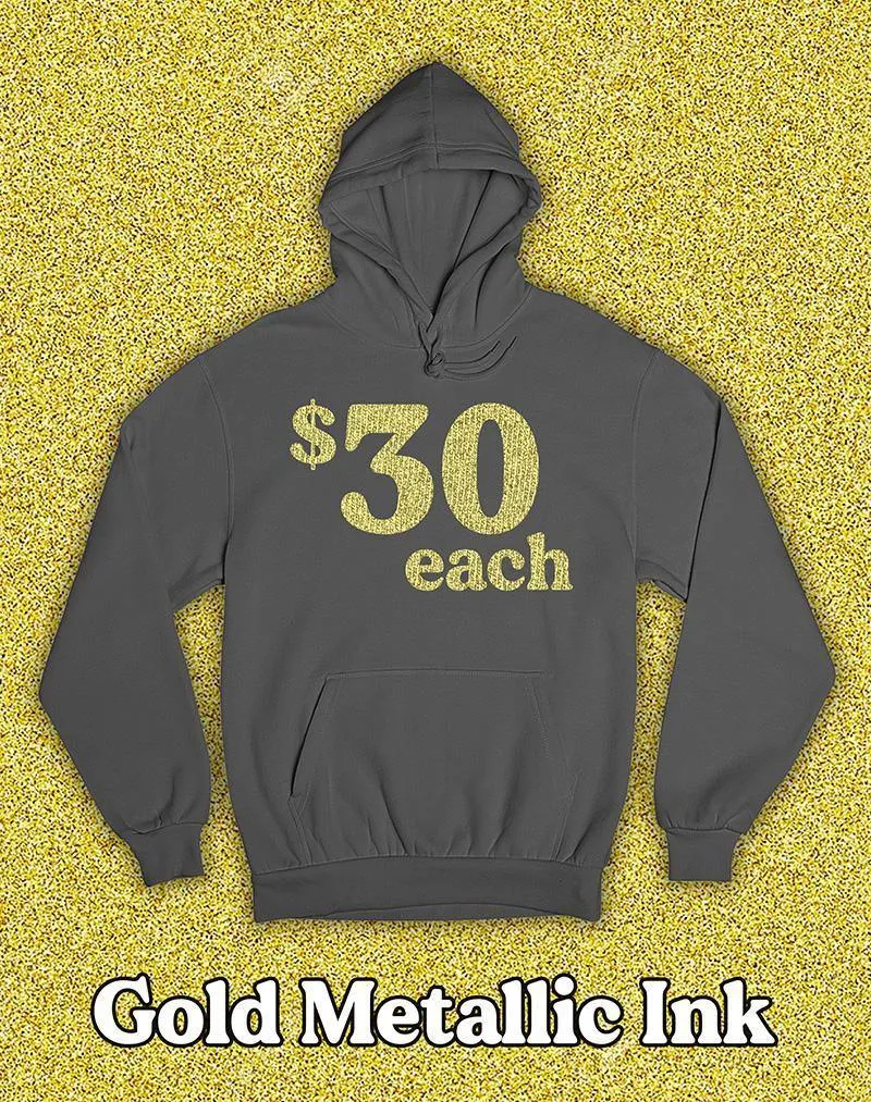 12 Metallic Gold Printed Hoodies