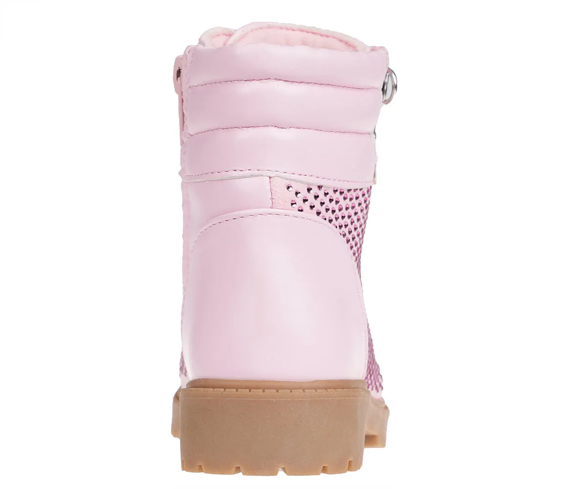 bebe Girl's Cowboy Boots, Chelsea, and Tall Boots - Comfortable Western Riding Combat Boots for Toddler, Pink/Tan