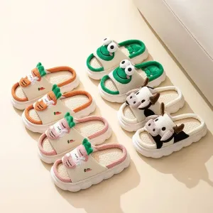 Boys and Girls Linen Thick PVC Thickened Slippers Children's Four Seasons Linen Slippers Children's Four Seasons Linen Home