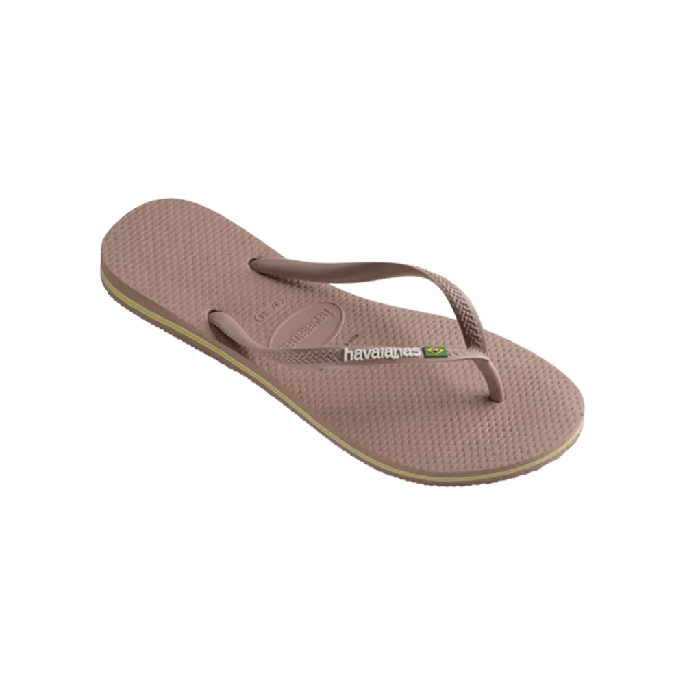 Brasil Logo Slim Flip Flops By Havaianas, Crocus Rose