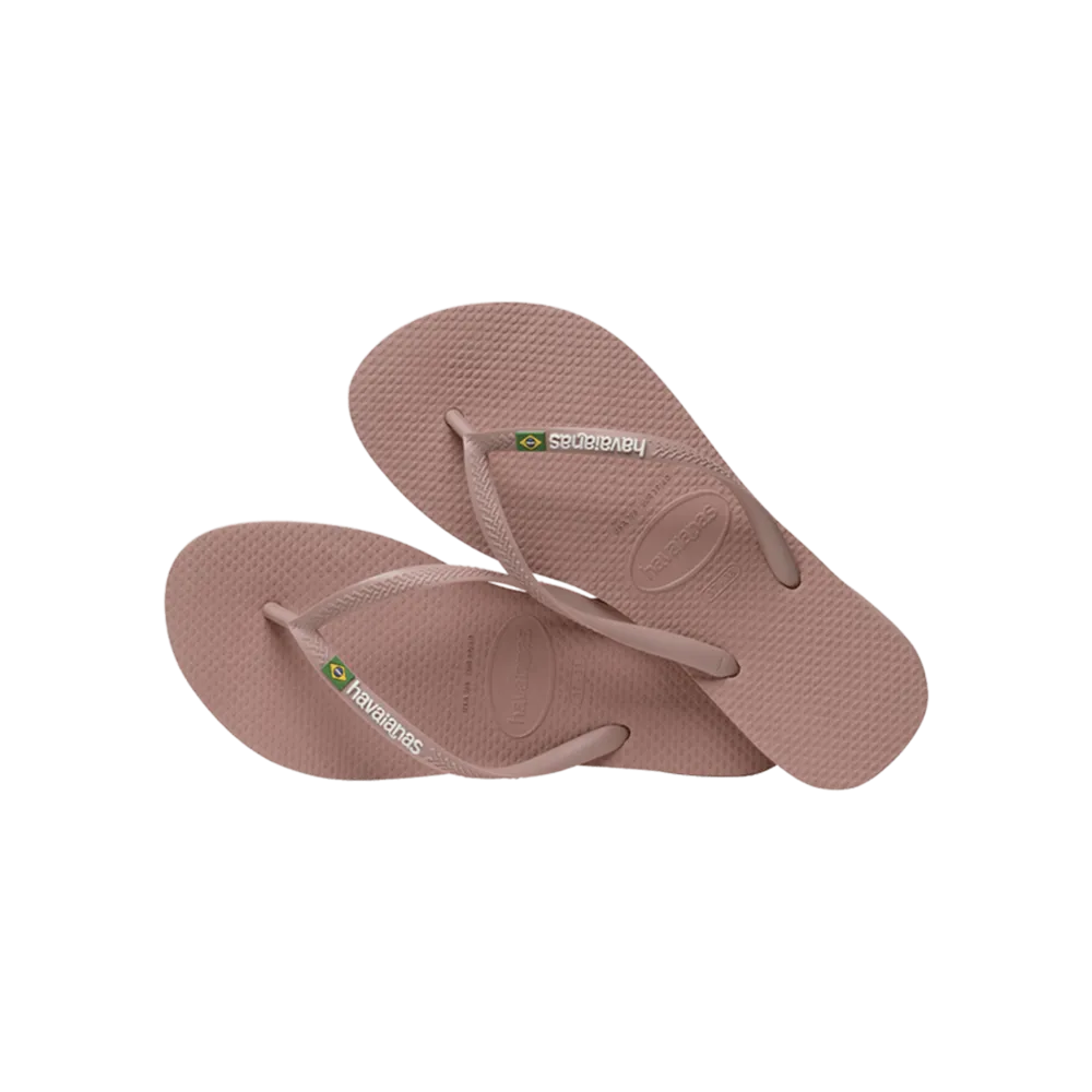 Brasil Logo Slim Flip Flops By Havaianas, Crocus Rose