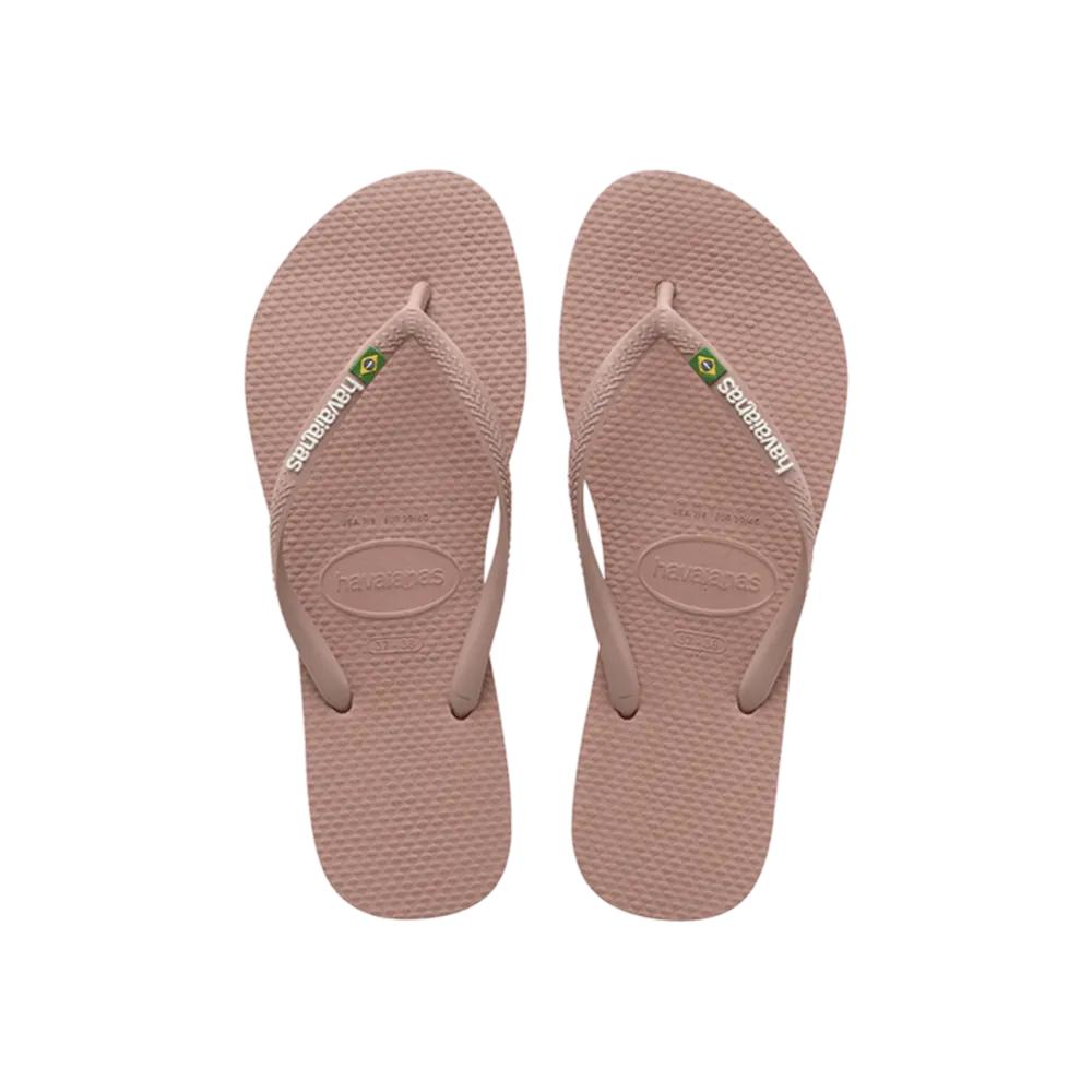 Brasil Logo Slim Flip Flops By Havaianas, Crocus Rose