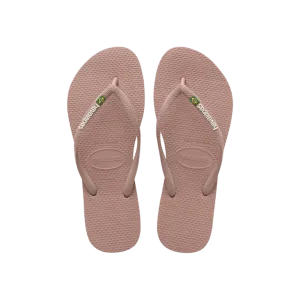 Brasil Logo Slim Flip Flops By Havaianas, Crocus Rose