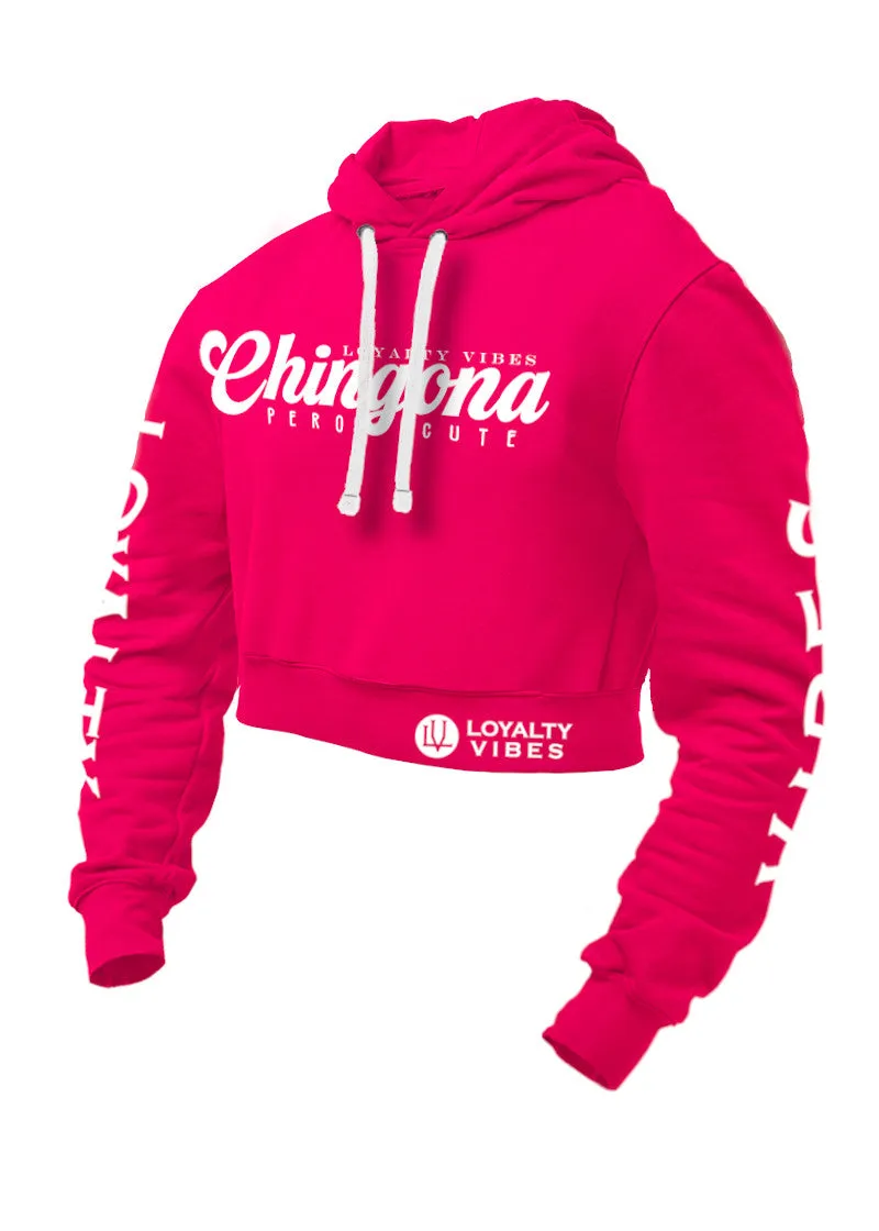 Chingona Pero Cute Cropped Hoodie