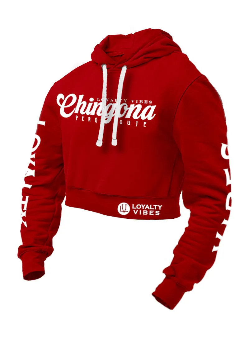 Chingona Pero Cute Cropped Hoodie