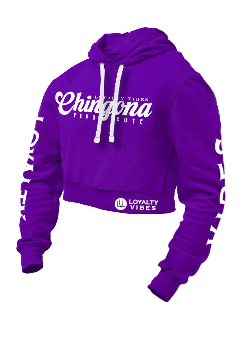 Chingona Pero Cute Cropped Hoodie