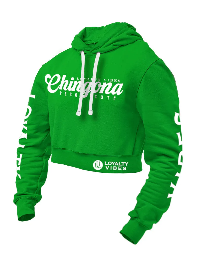 Chingona Pero Cute Cropped Hoodie