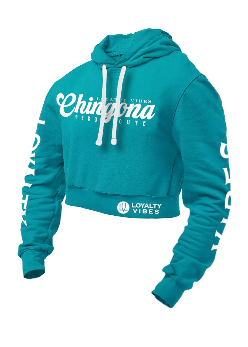 Chingona Pero Cute Cropped Hoodie