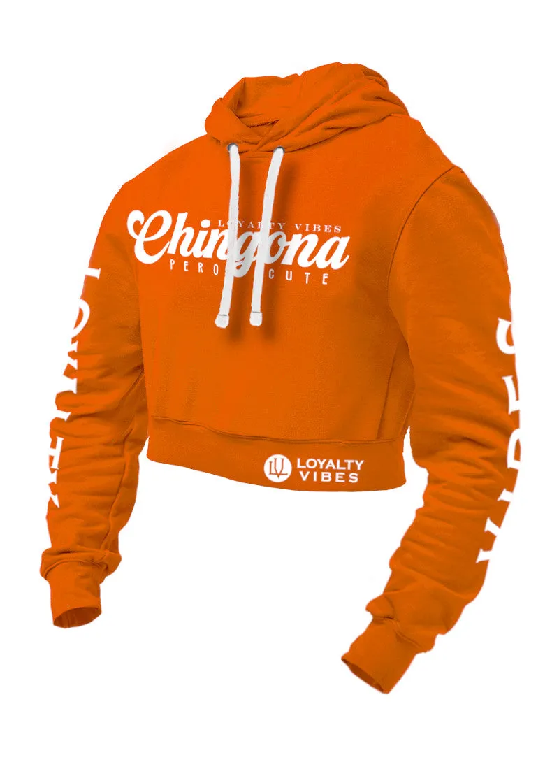 Chingona Pero Cute Cropped Hoodie