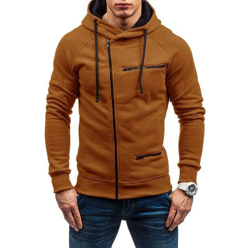 Covrlge Fashion Brand Men's Hoodies 2019 Spring Autumn Male Casual Hoodies Sweatshirts Men's Zipper Solid Color Hoodies MWW204