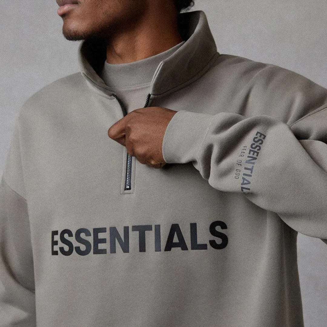 Fear of God Essentials Half Zip Pullover Sweater SS20 'Cement'