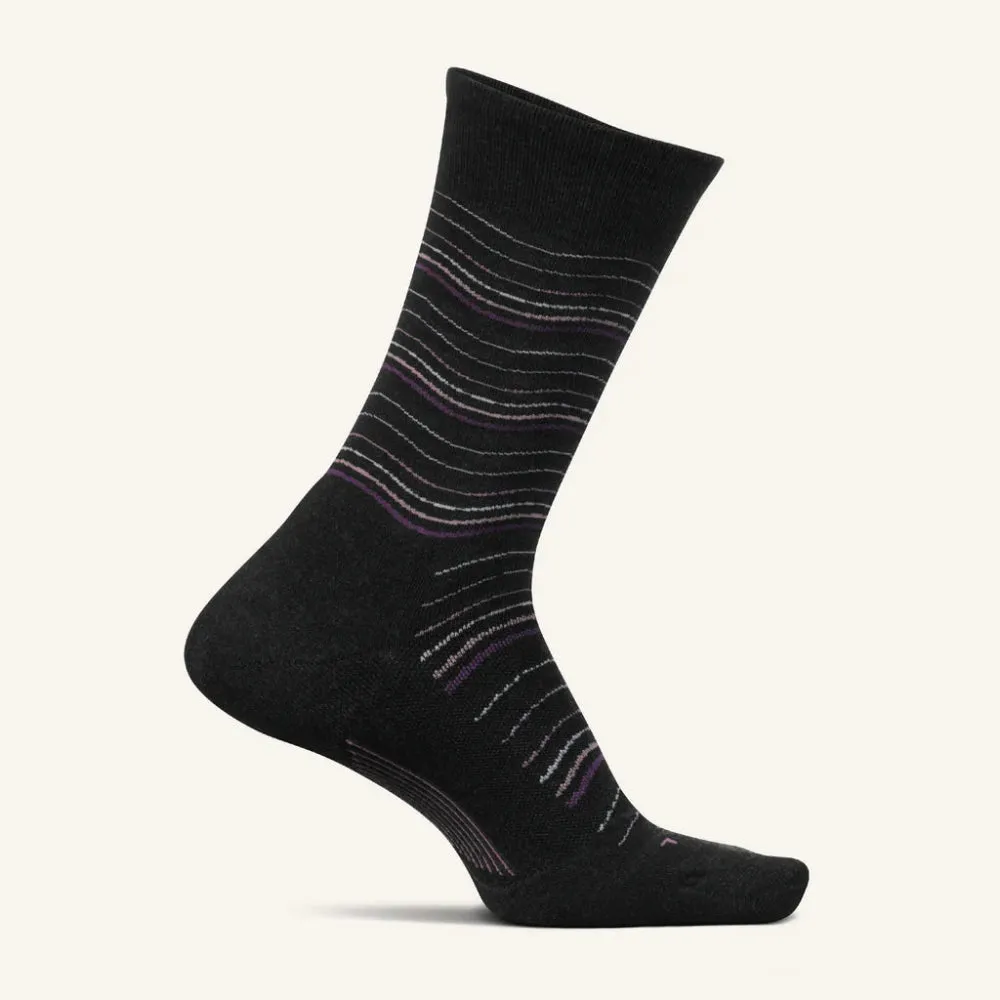 Feetures Everyday Women's Max Cushion Crew Socks - Charcoal Waves