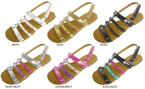 girls metallic sandals with stud embellishments Case of 36