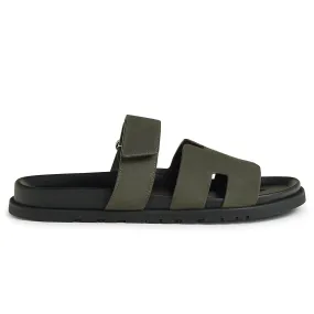 Hermes Paris Chypre Suede Forest Green Sandal