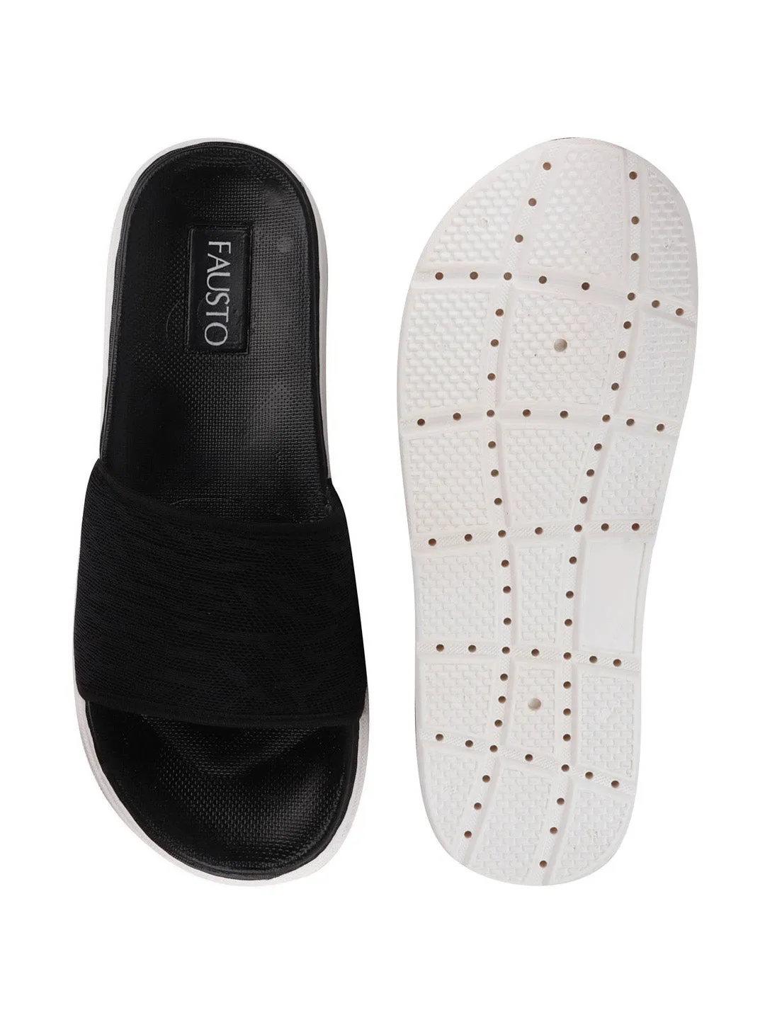 Men Black Casual Slip-On Slider Flip-Flops