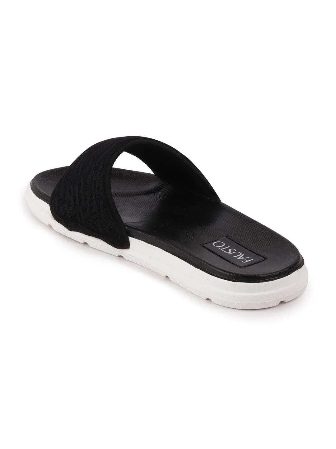 Men Black Casual Slip-On Slider Flip-Flops