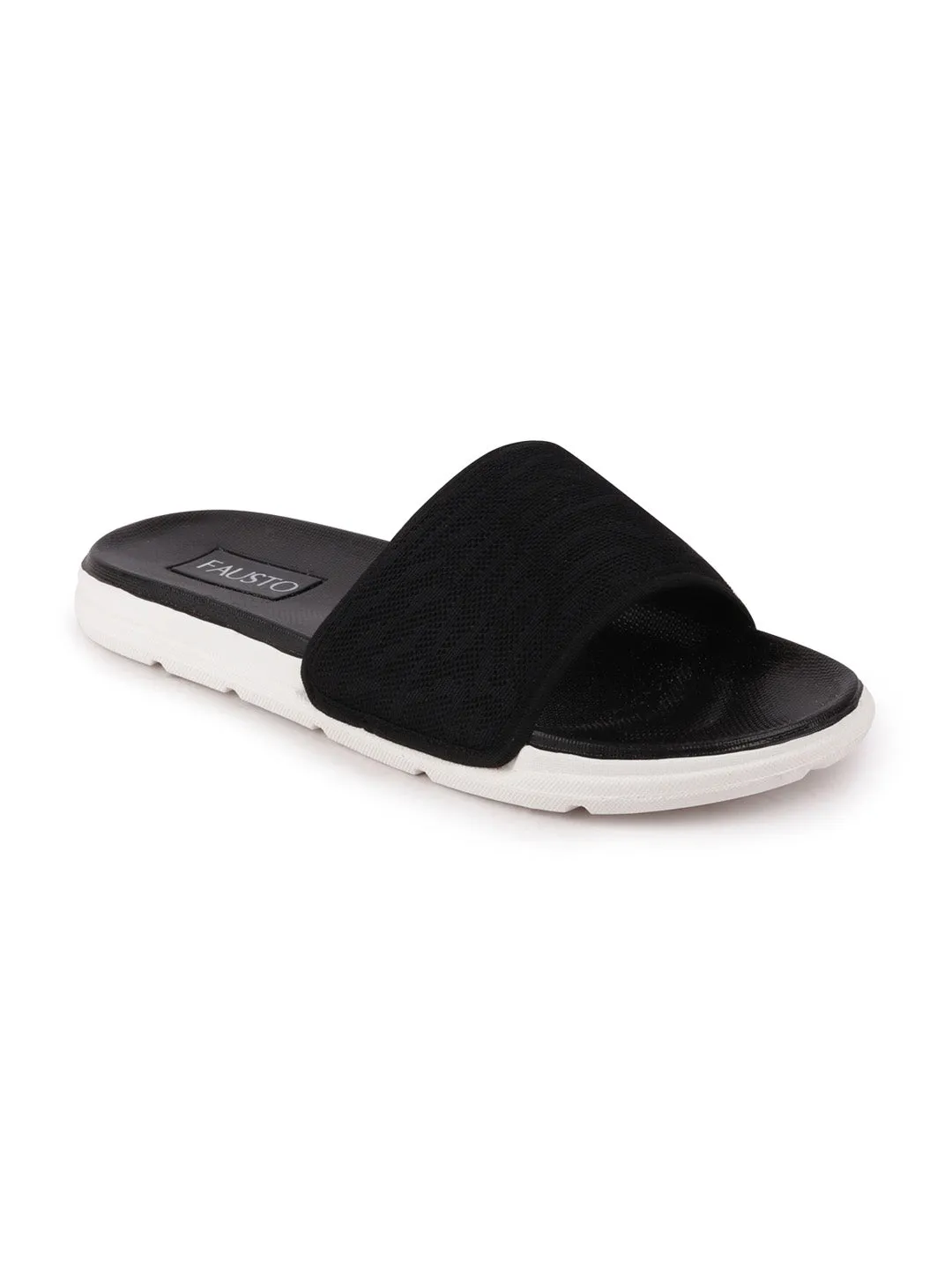 Men Black Casual Slip-On Slider Flip-Flops