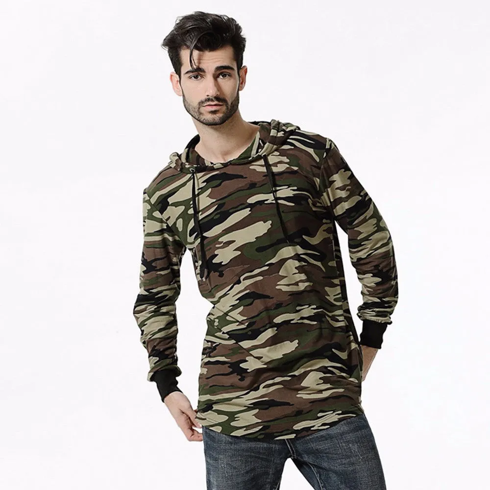 Men's Camouflage Hip Hop Longline Pullover /Hoodies