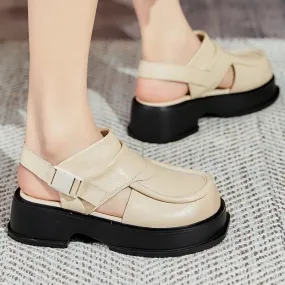 Platform Leather Roman Sandals - Women's Casual Shoes WC127