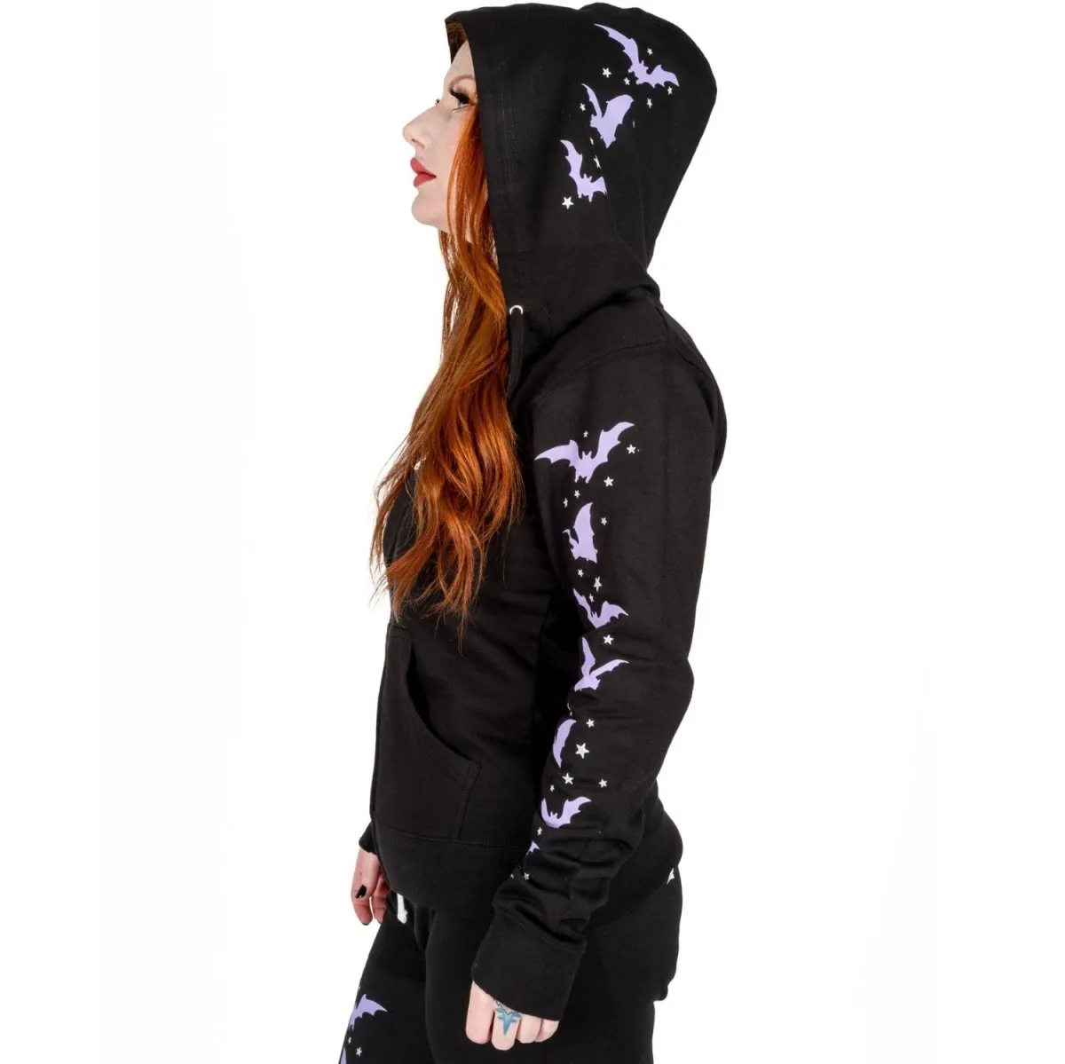 Purple Bats Zip Hoodie