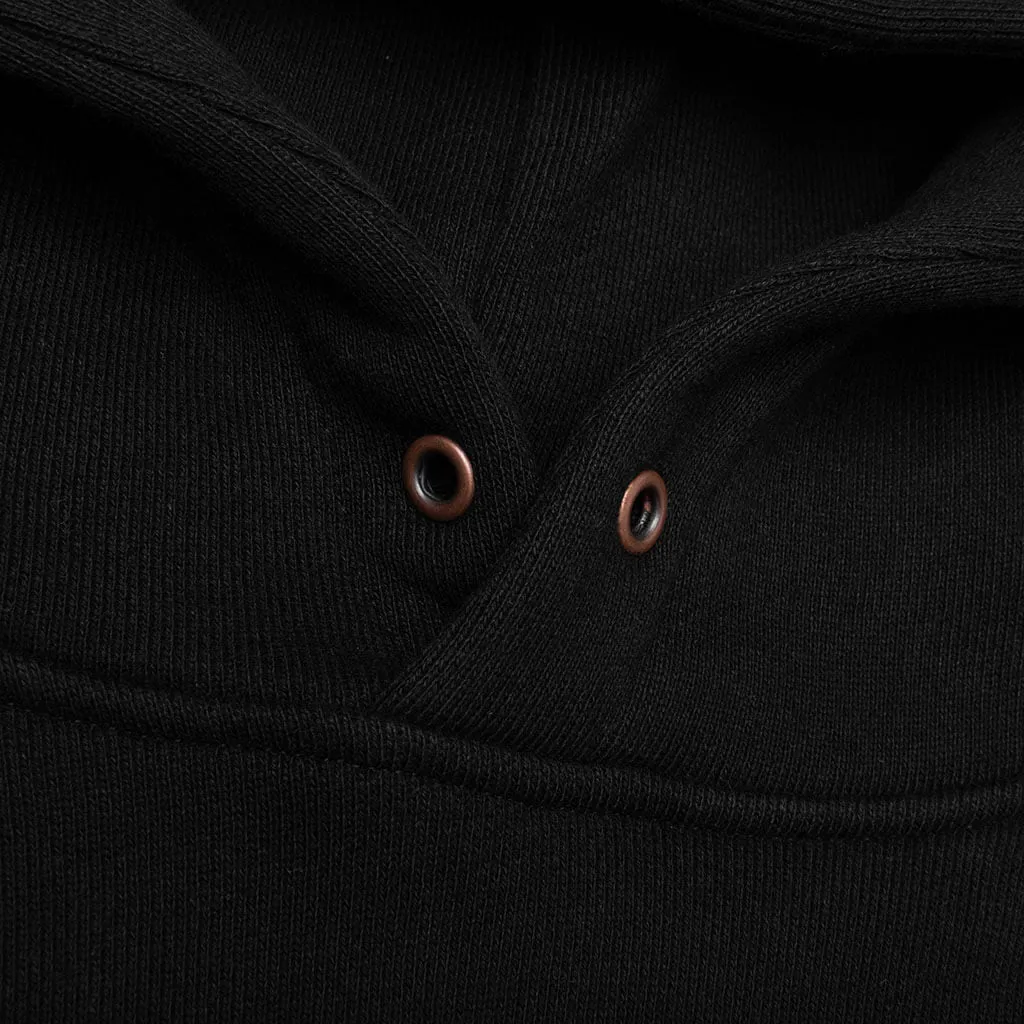 Script Embroidered Hoodie - Black